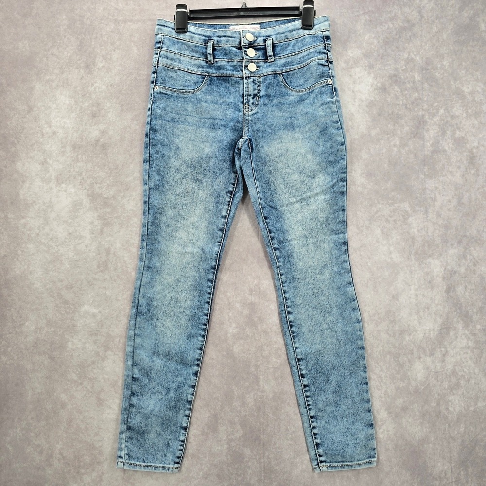 Blue Button Up 90s Vintage Skinny Jeans Denim Straight Leg Y2K Pants Size 9